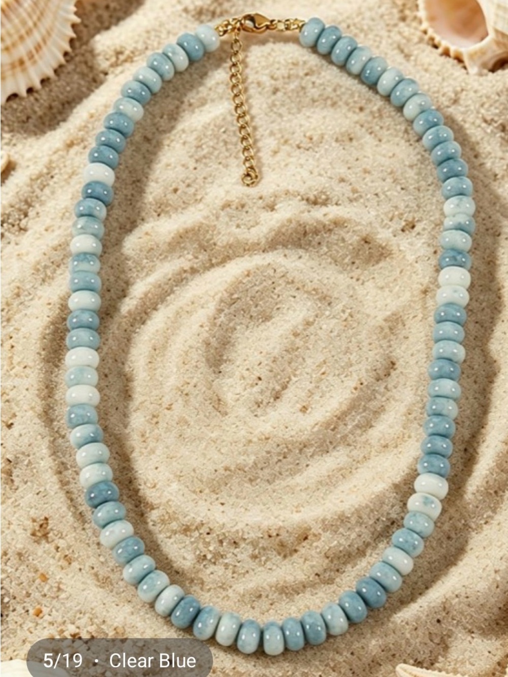 Abacus Glass Bead Necklace- Blue